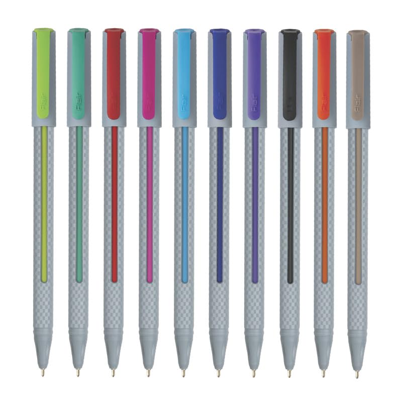 Set of 10 FLAIR Yolo Trendz multicolor ball pens