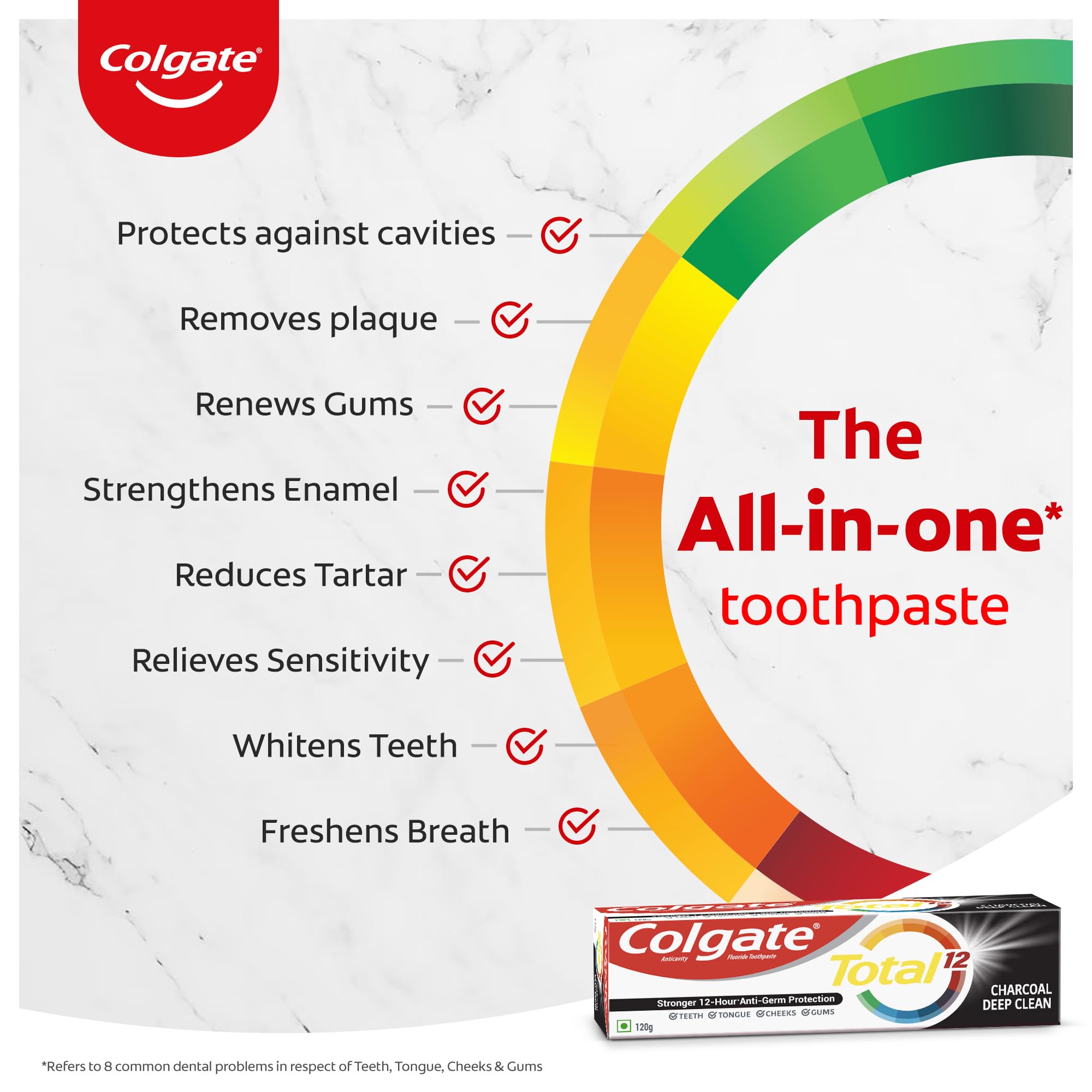 Colgate Total Whole Mouth Health, Antibacterial Toothpaste, 120gm + 120gm (240gm) (Charcoal Deep Clean, Saver Pack), World's No. 1* Germ-fighting Toothpaste – view 3