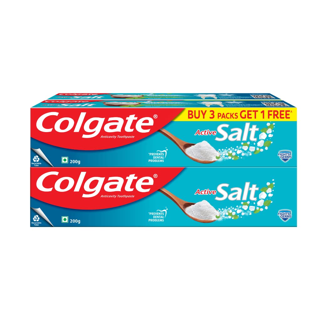 Colgate Active Salt Toothpaste, Daily Germ Protection, Pack of 800g (Buy 3 Get 1 Free) & Swarna Vedshakti Ayurvedic Cavity Protection - 400gm – view 3