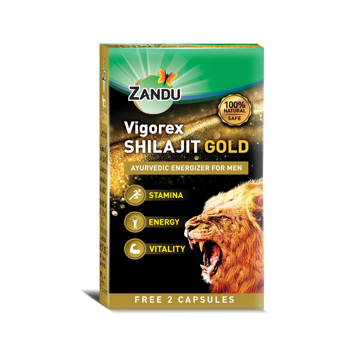 Zandu Vigorex Shilajit Gold 12-capsule bottle front view