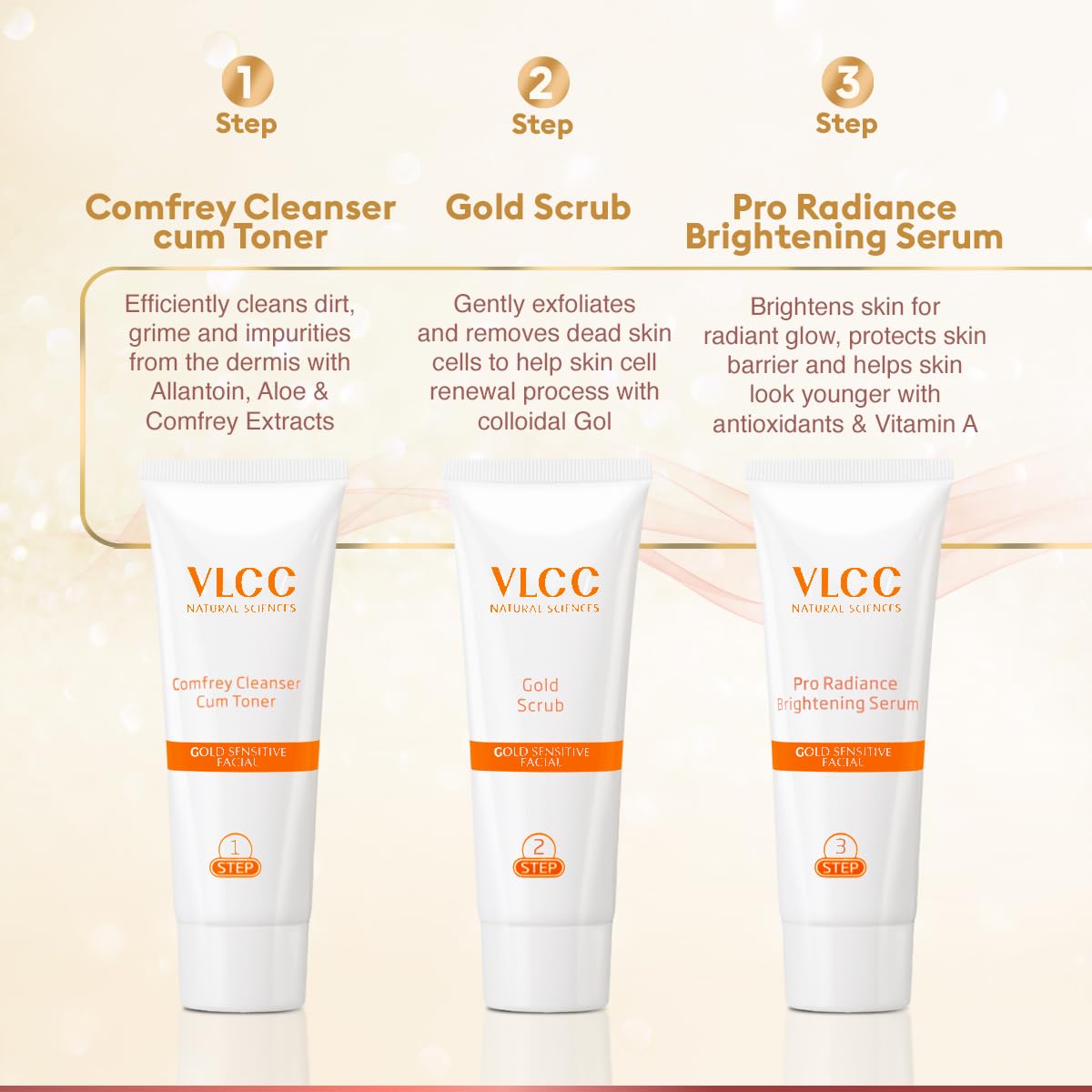 VLCC Gold Facial Kit for Sensitive Skin - 60g – view 5