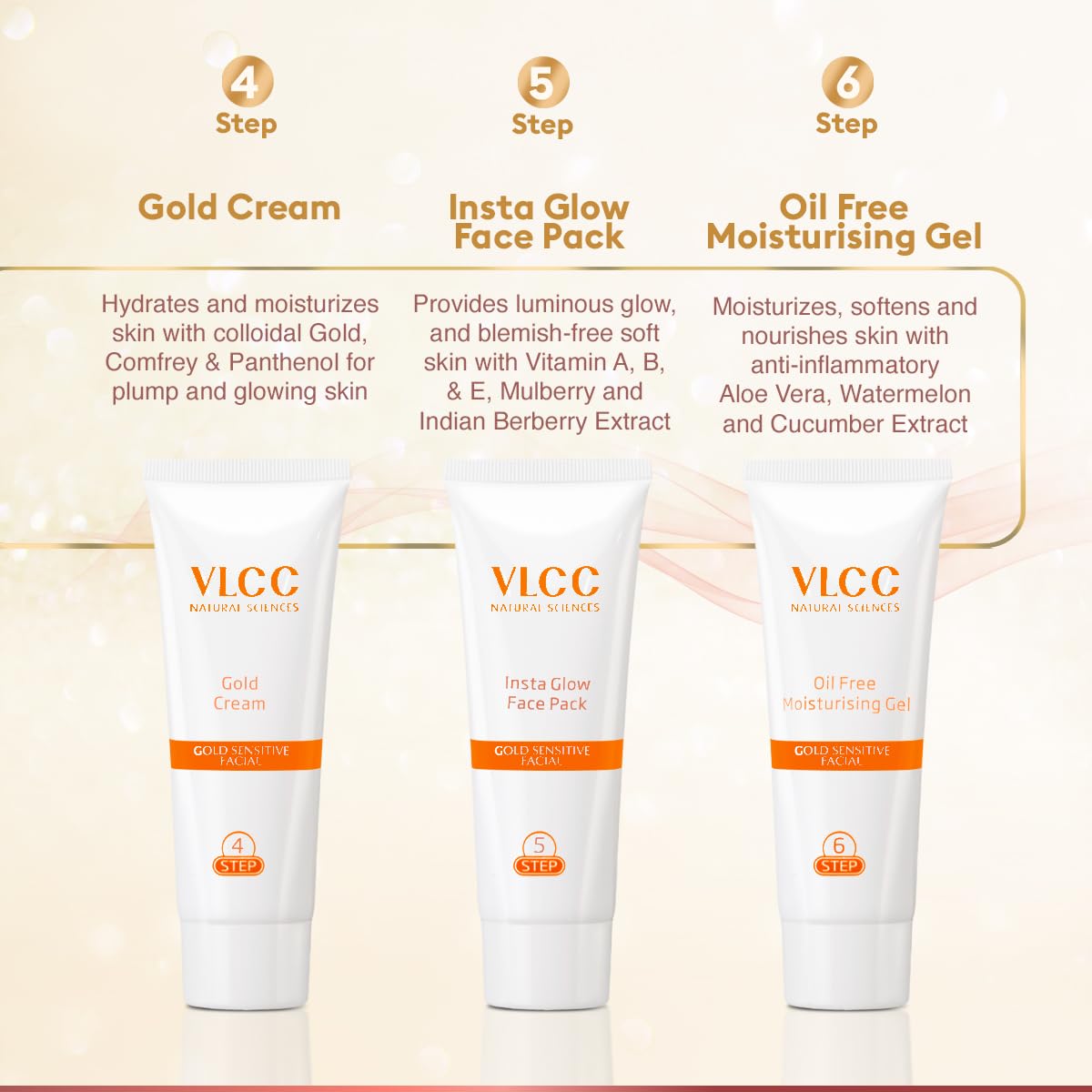 VLCC Gold Facial Kit for Sensitive Skin - 60g – view 6