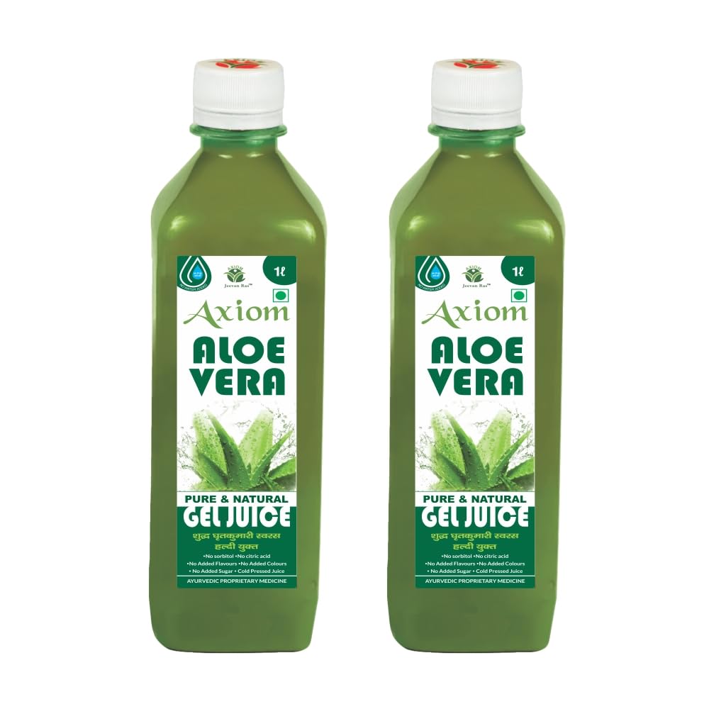 Axiom Ayurveda Aloevera Juice -1L (Pack Of 2) | Rejuvenates Skin and Hair | Natural tonic for Immunity Boost | Helpful For Liver & Digestive Health | Supprts Detoxifies Body