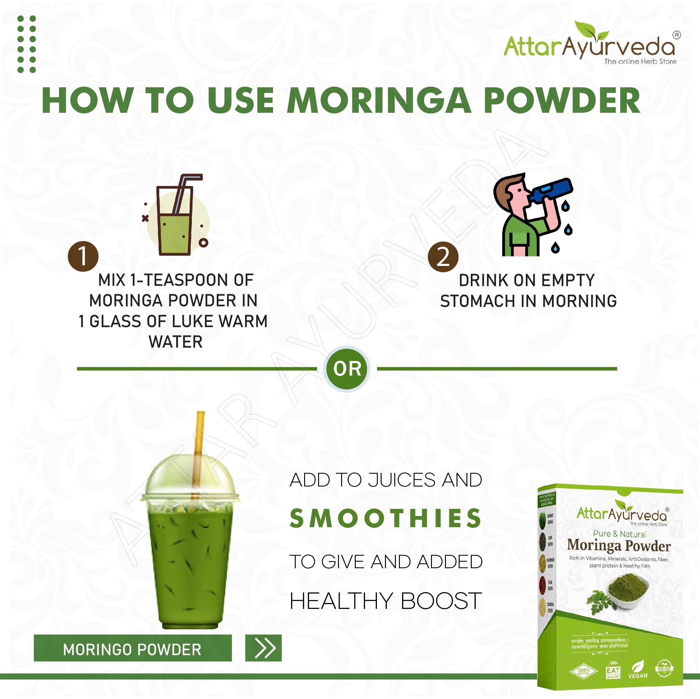 Attar Ayurveda Pure Moringa Leaf Powder for Weight Loss -400 Grams – view 6