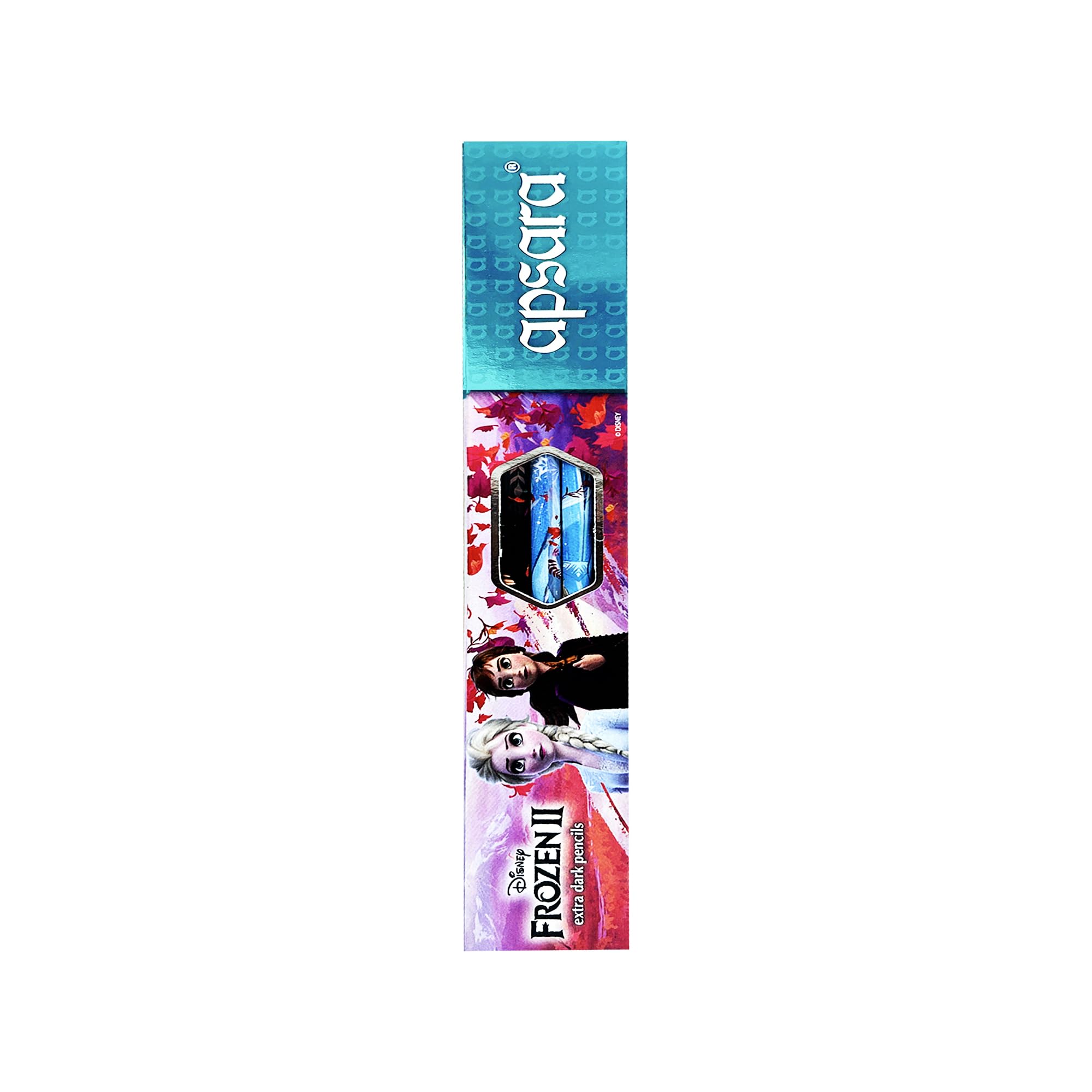 Round black Frozen-2 themed pencils with eraser and sharpener