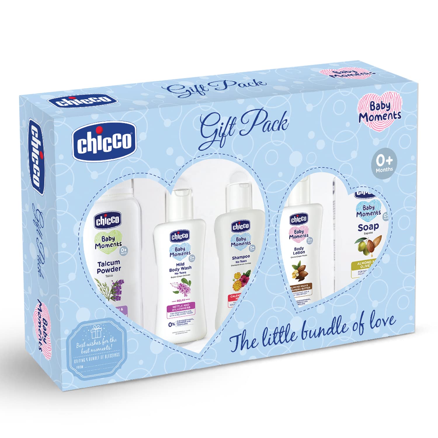 Chicco baby care gift set with five essentials in blue