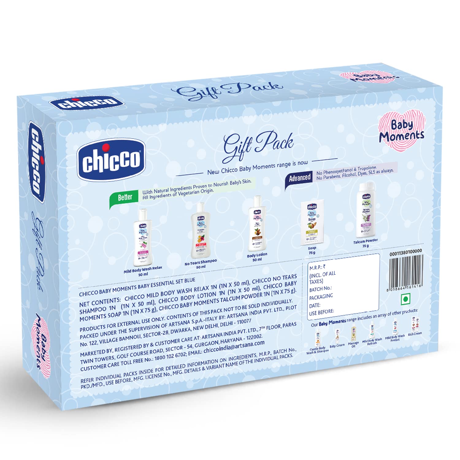 Chicco Baby Moments Essential Set, Gift Set for Babies, 0M+ Blue – view 7