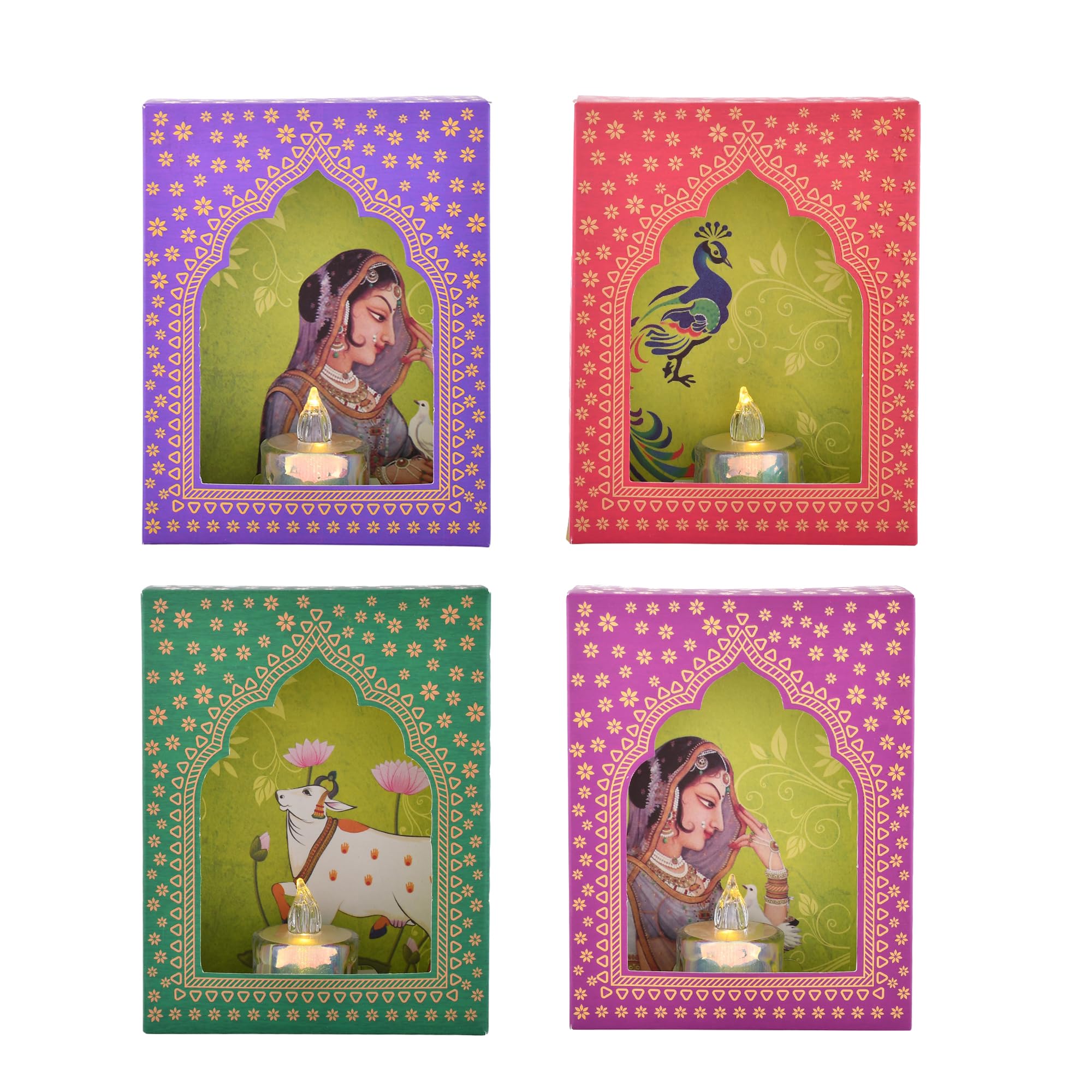 CraftVatika Jharokha Diyas with LED Candle Diwali Decoration Items, Wall Hanging, Home Decor Items Festive Decor Item, DIY Craft Traditional Jharokha Box Set of 6 – view 6
