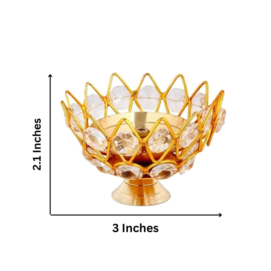 Collectible India Diwali Diya Crystal Round Akhand Diya for Puja Brass Small Kamal Deep Jyoti Oil Lamp for Home Temple Pooja Decor Gifts Pack of 4 – view 5