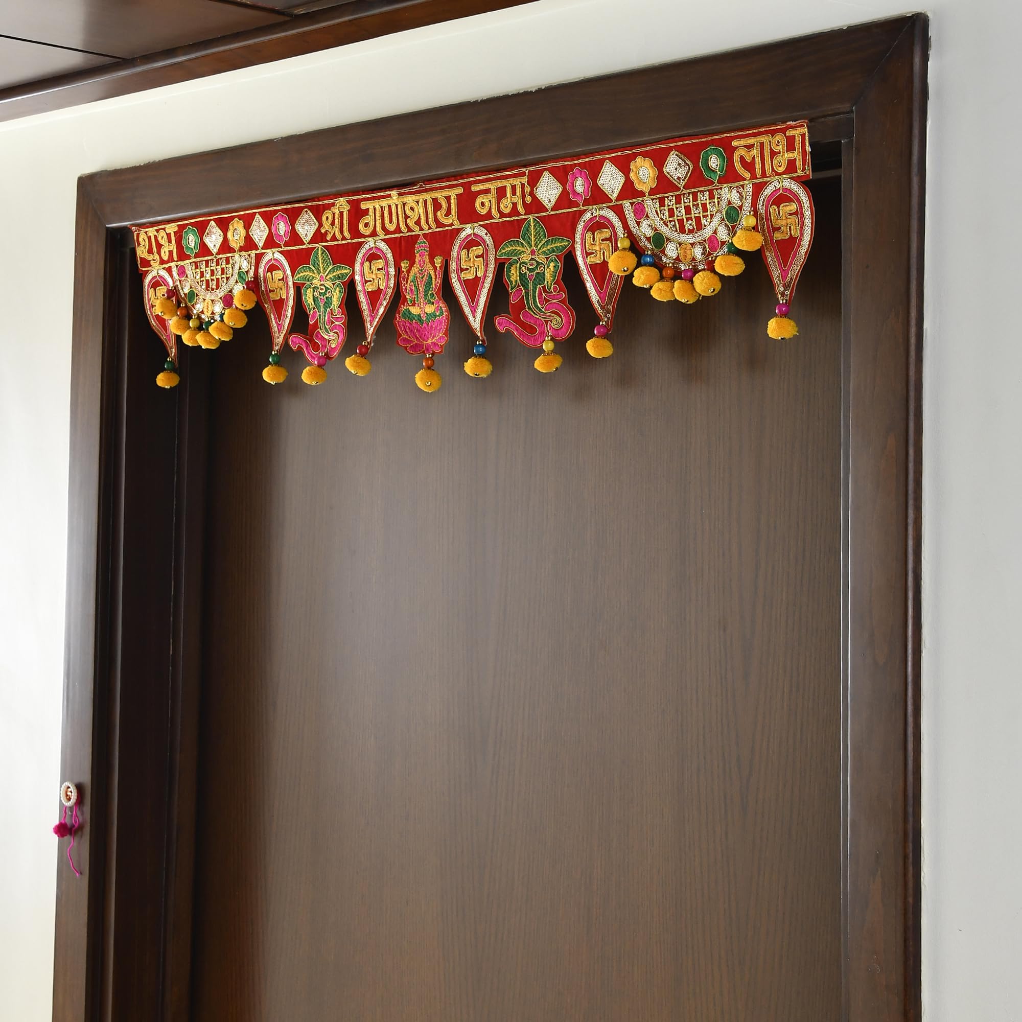 Torans for Entrance Door for Diwali Festival- Toran for Pooja Room - Bandarwal for Home Door-Lakshmi Ganesh toran Diwali Decoration Item Home Decor (35 x 7 Inches) – view 4