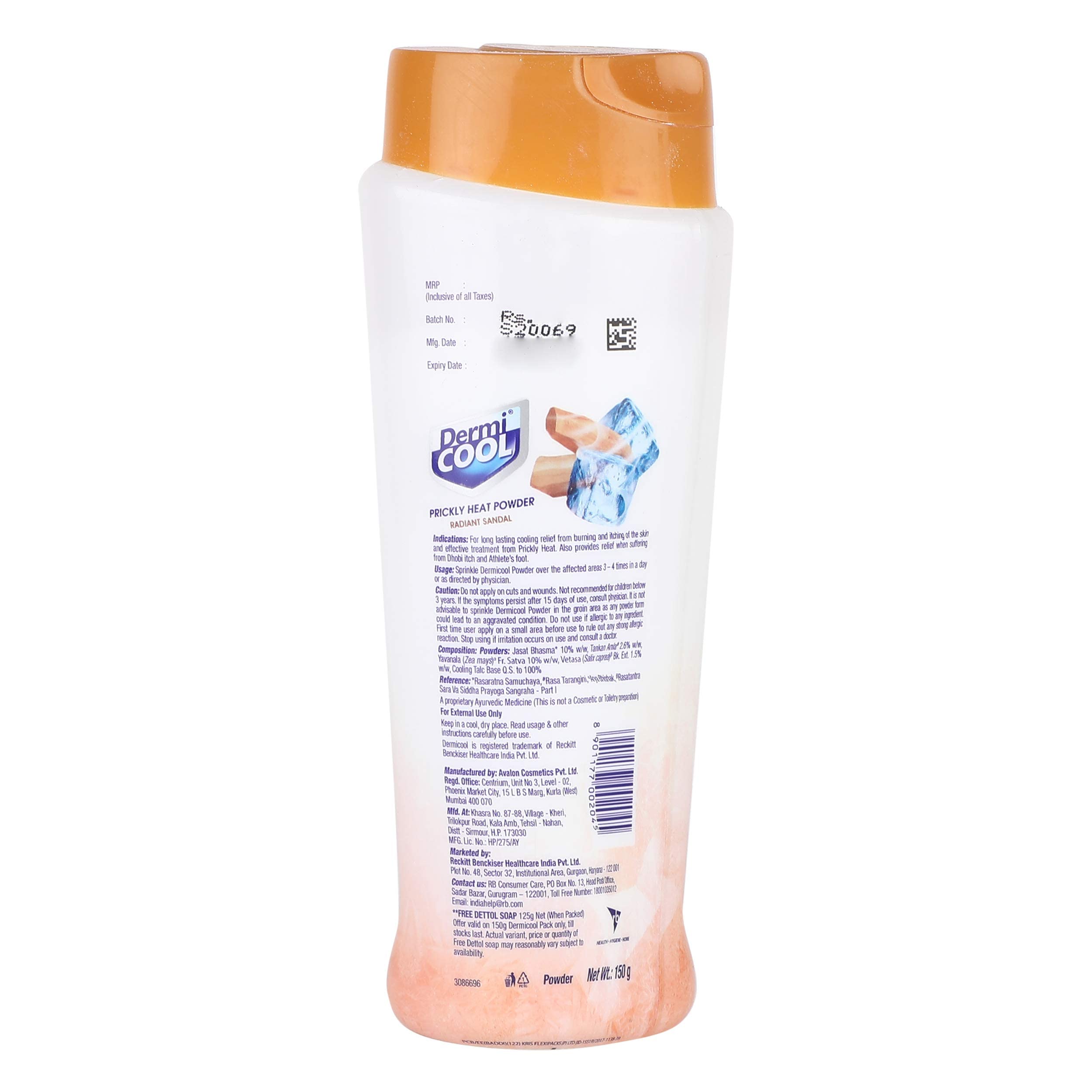 Dermi Cool Dermicool Prickly Heat Powder - 150g (Sandal)Pack of 1 – view 4