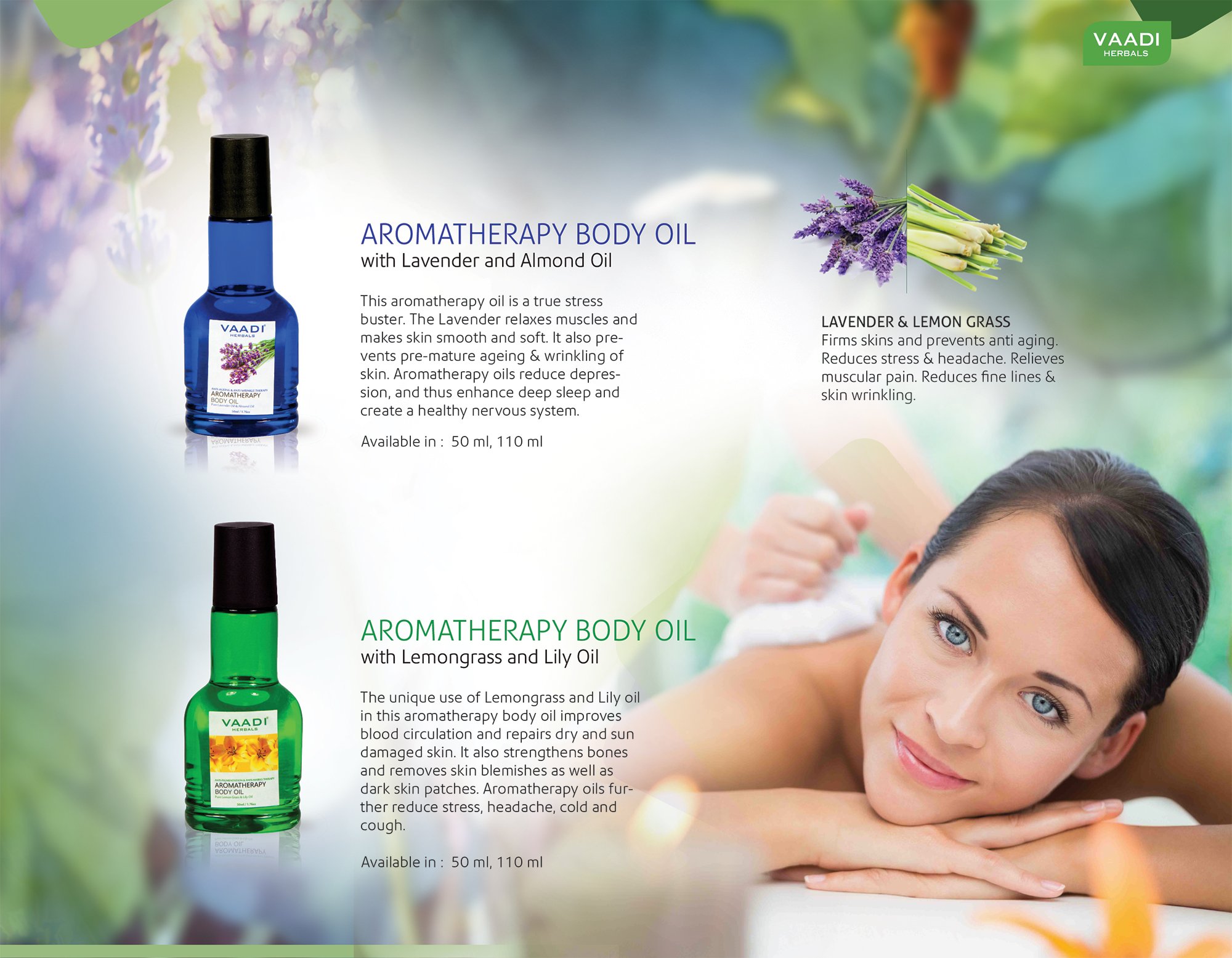 Vaadi Herbals Aromatherapy Body Oil, Lavender and Almond Oil, 110ml x 2 – view 6