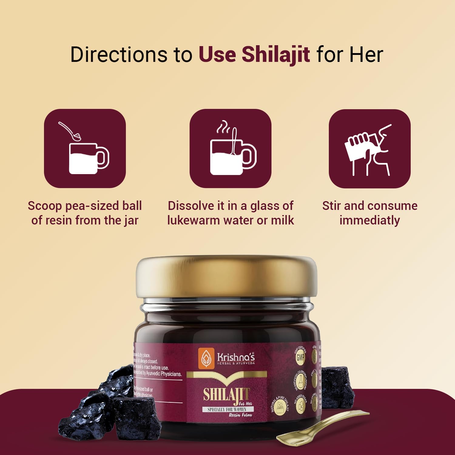 KRISHNA'S HERBAL & AYURVEDA 100% Pure Shilajit Resin for Women's, Boost Performance, Energy, Stamina, Endurance, Strength & Overall Wellbeing - 20 gm (Pack of 1) – view 3