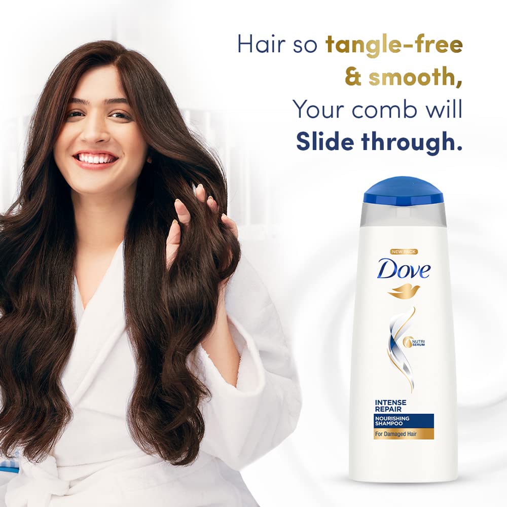 Dove Intense Repair, Shampoo, 340ml, for Dry & Frizzy Hair, with Fiber actives , to Smoothen and Strengthen Dry & Frizzy Hair, Deep Nourishment to Damaged Hair – view 4