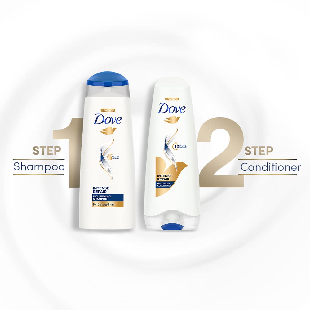 Dove Intense Repair, Shampoo, 340ml, for Dry & Frizzy Hair, with Fiber actives , to Smoothen and Strengthen Dry & Frizzy Hair, Deep Nourishment to Damaged Hair – view 6