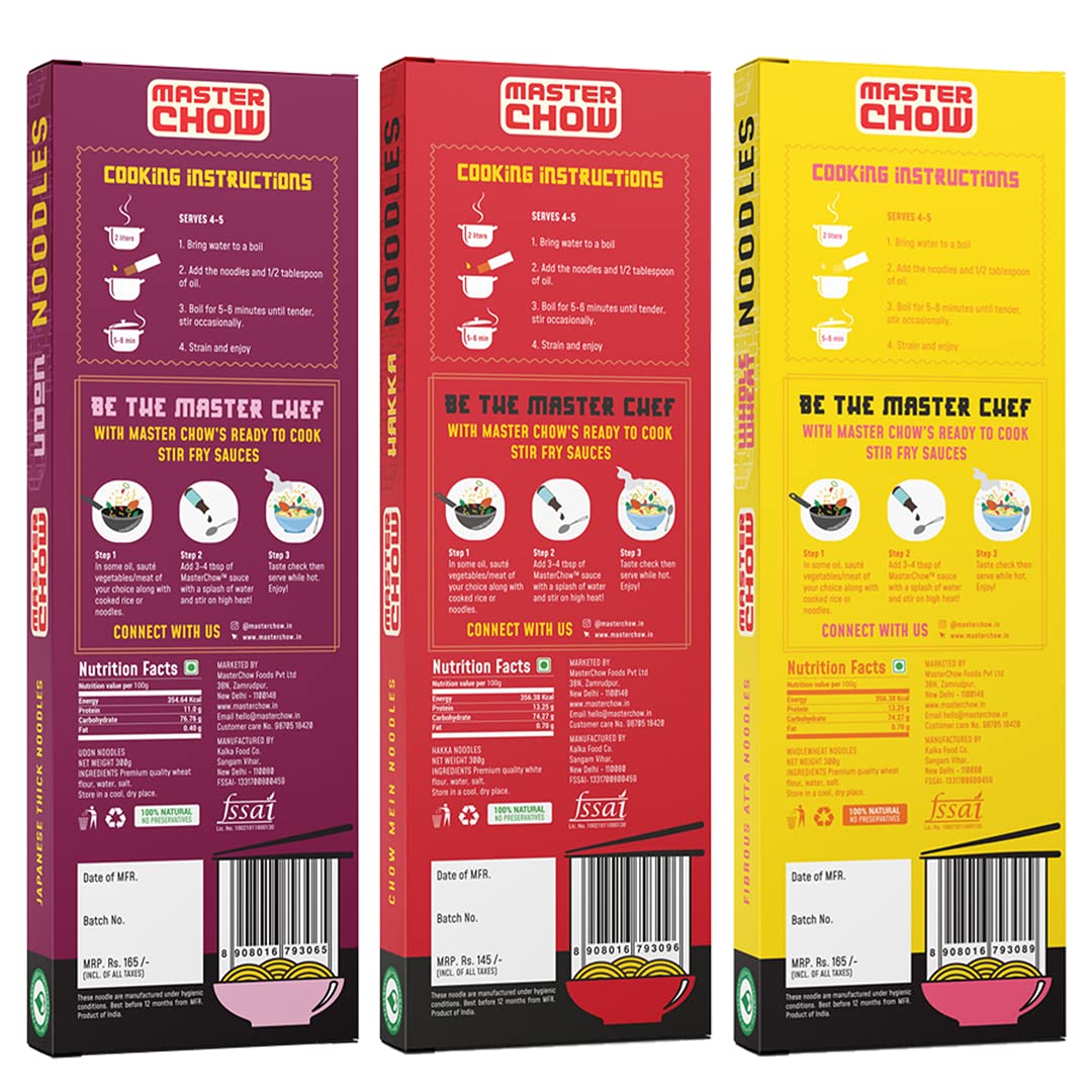 MasterChow Assorted Noodle Pack - 1 Udon, 1 Hakka, 1 Whole Wheat Noodle – view 2
