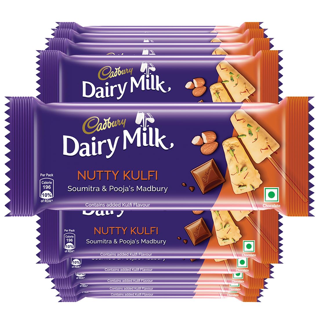 Pack of 10 Cadbury Nutty Kulfi milk chocolate bars