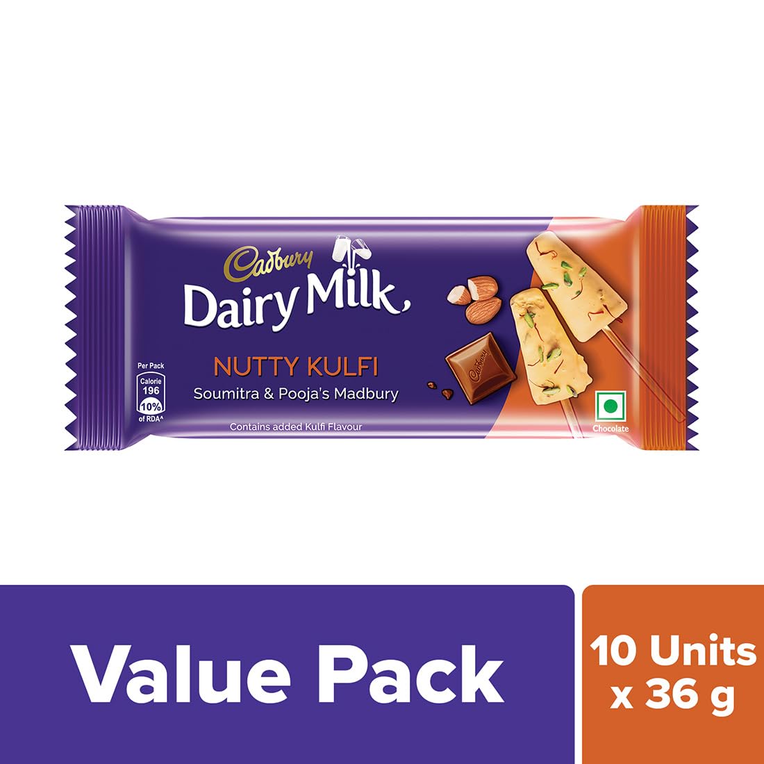 Cadbury Dairy Milk Nutty Kulfi Madbury Chocolate Bar, 36 g (Pack of 10) – view 2