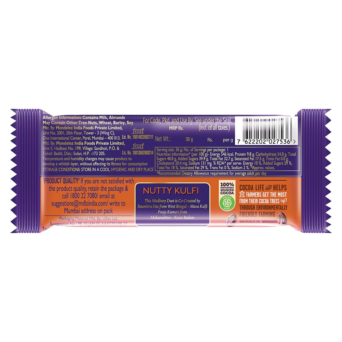 Cadbury Dairy Milk Nutty Kulfi Madbury Chocolate Bar, 36 g (Pack of 10) – view 5