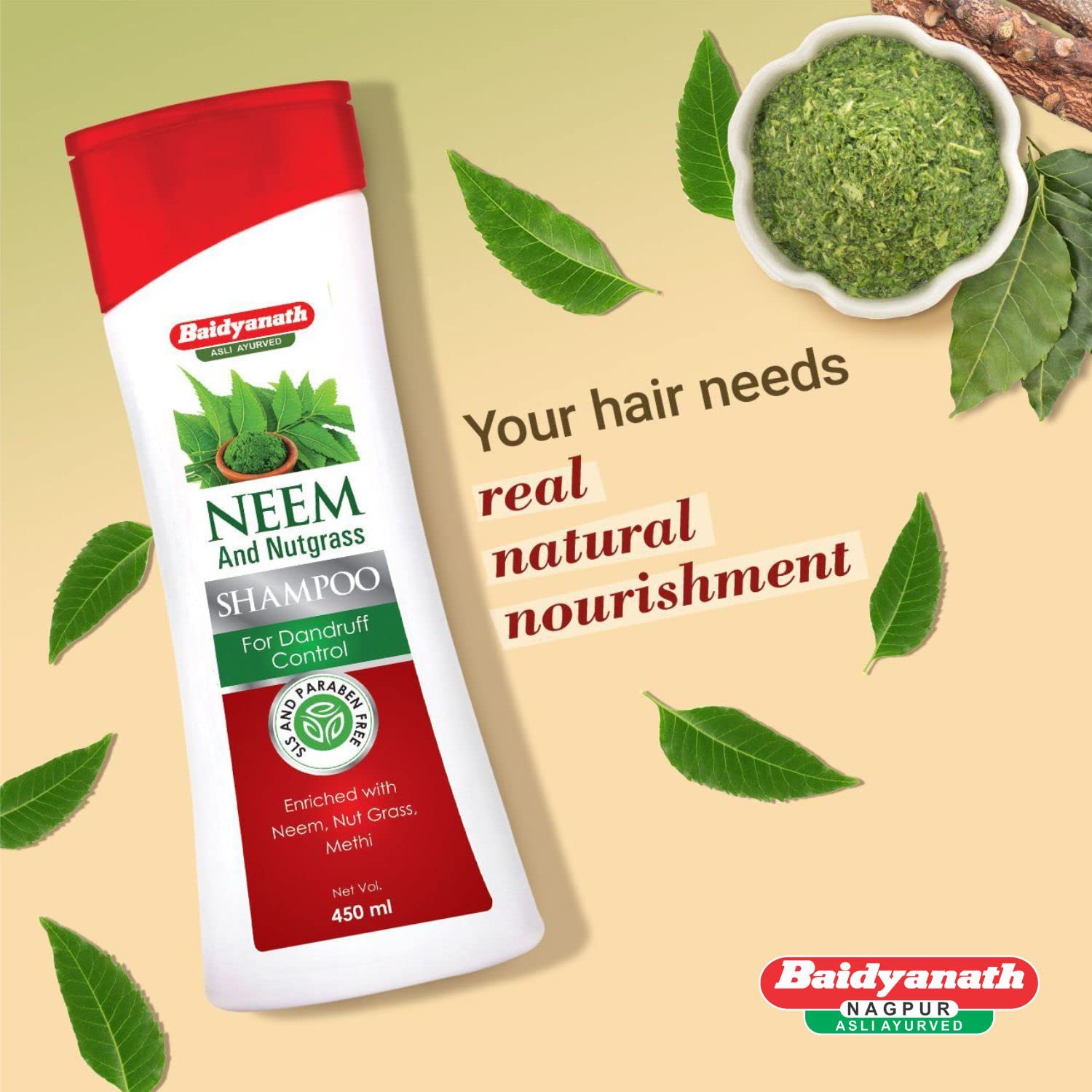 Baidyanath Asli Ayurved Baidyanath Neem and Nutgrass Shampoo I Neem Hair Shampoo I Methi For Hair Growth I 450 ML – view 2