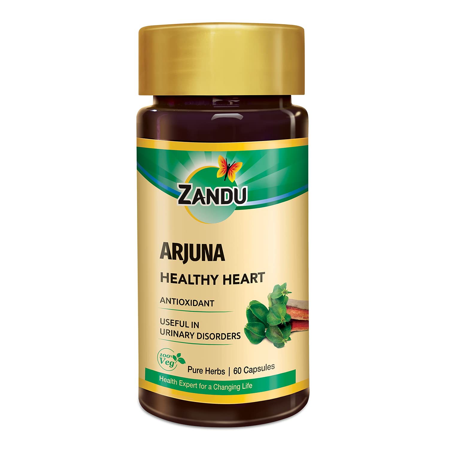 Bottle of Zandu Arjuna herbal capsules for daily wellness use