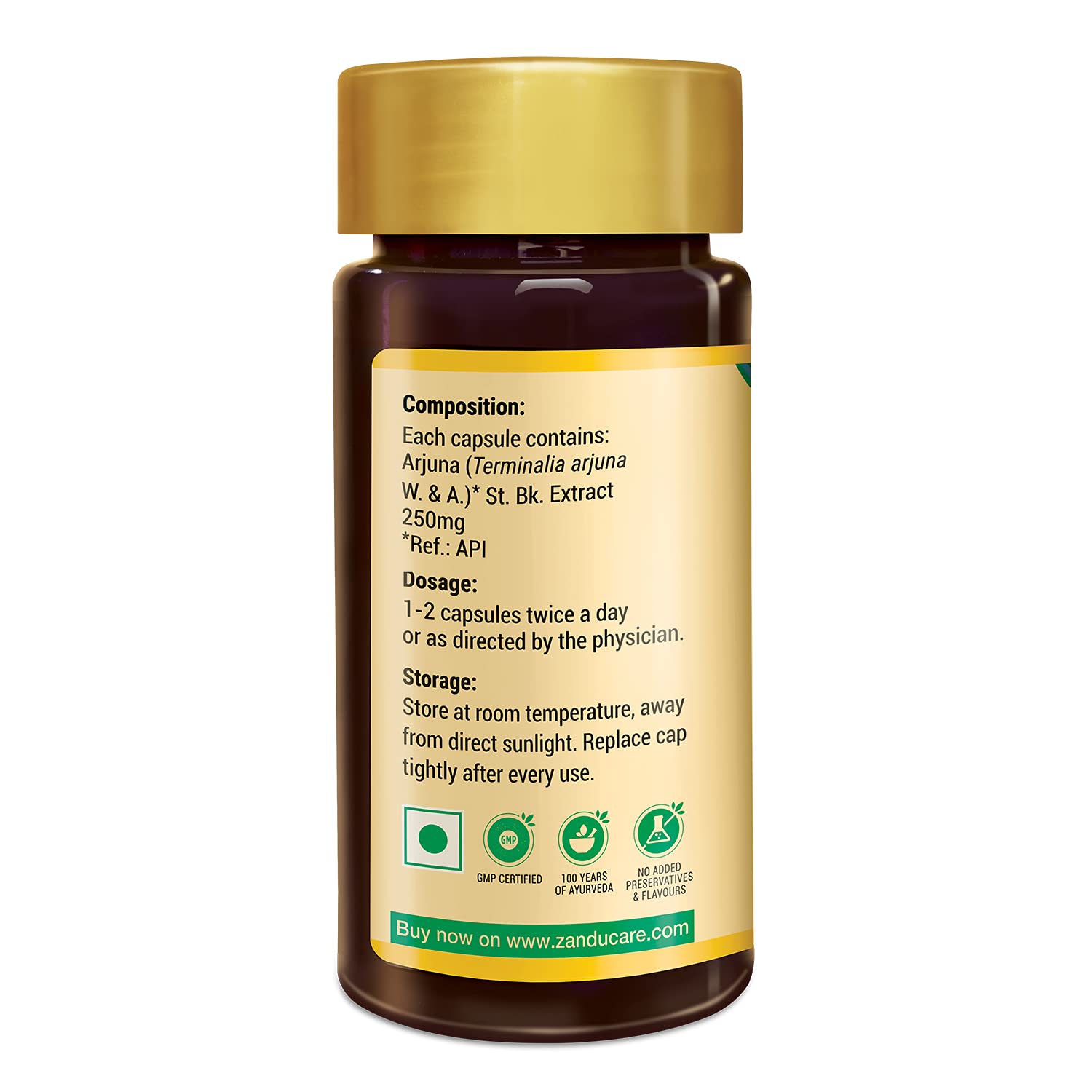 Zandu Arjuna Capsules - Helps to Maintain a Healthy Heart while Helping Keep Diabetes & Cholesterol Under Check, also Promotes Good Urinary Health - Pack of 60 Veg capsules – view 2