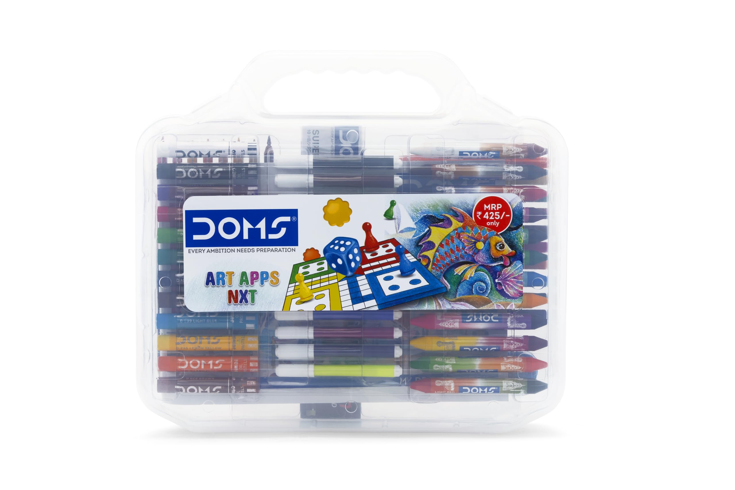 Multicolour drawing and colouring kit with carry case and drawing book