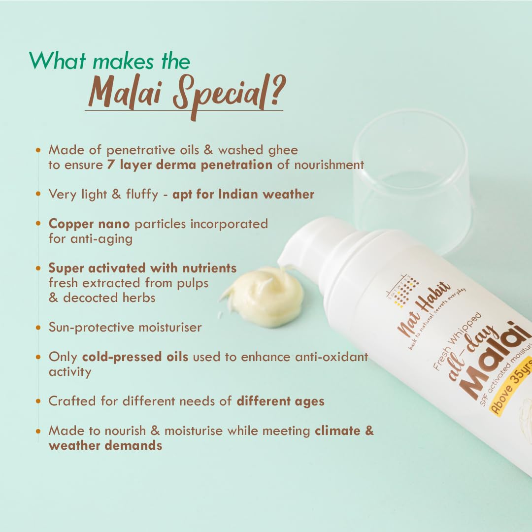 Nat Habit All Day Face Cream, Fresh Whipped Flax Walnut Face Malai With Vitamins E, C & Omega+ For Cold Winter Weather Face Moisturization for upto 48H Deep Winter Moisture (Ages 35+) - 30g – view 7