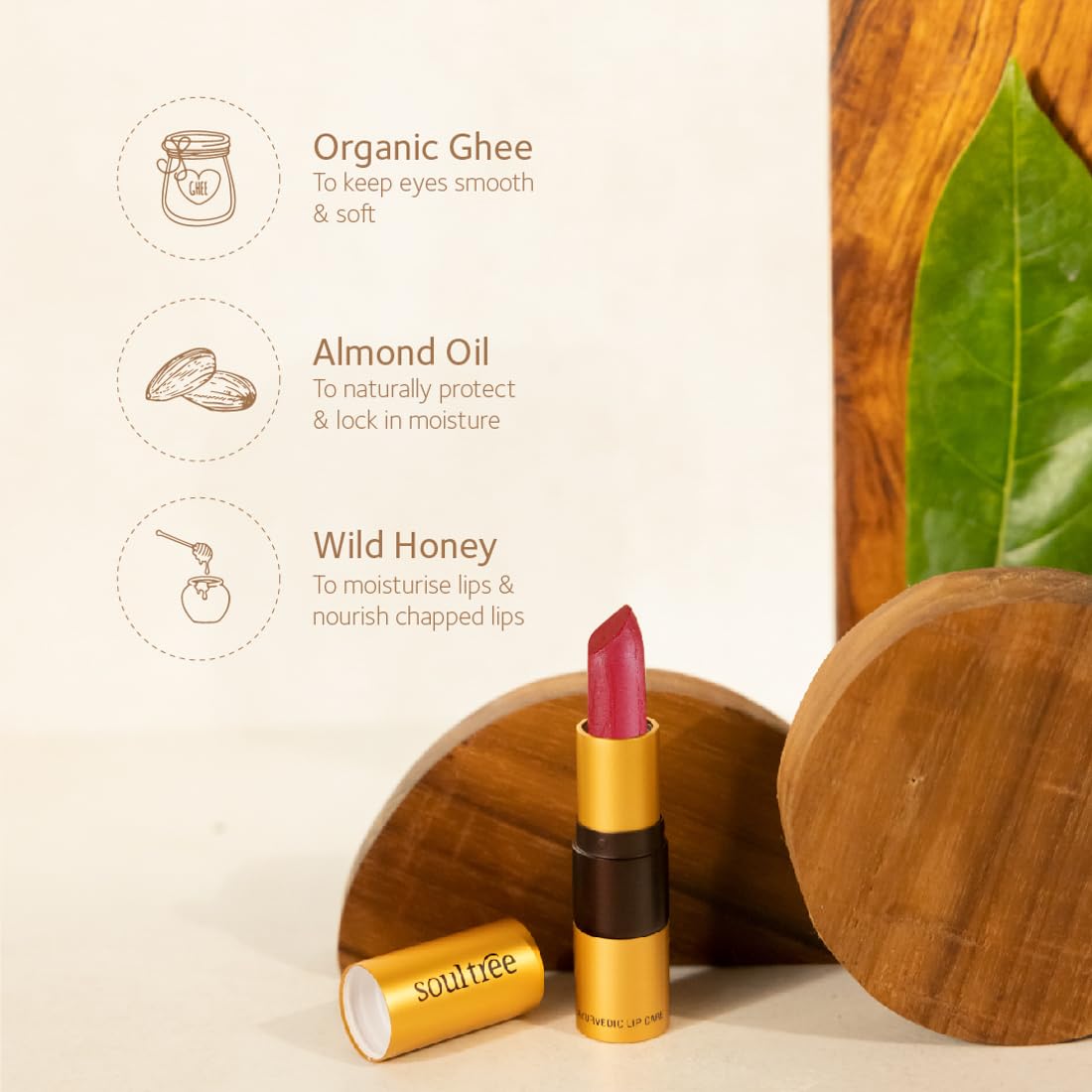 SoulTree Ayurvedic Lipstick - Colour Deep Blush 820, 4gm – view 3
