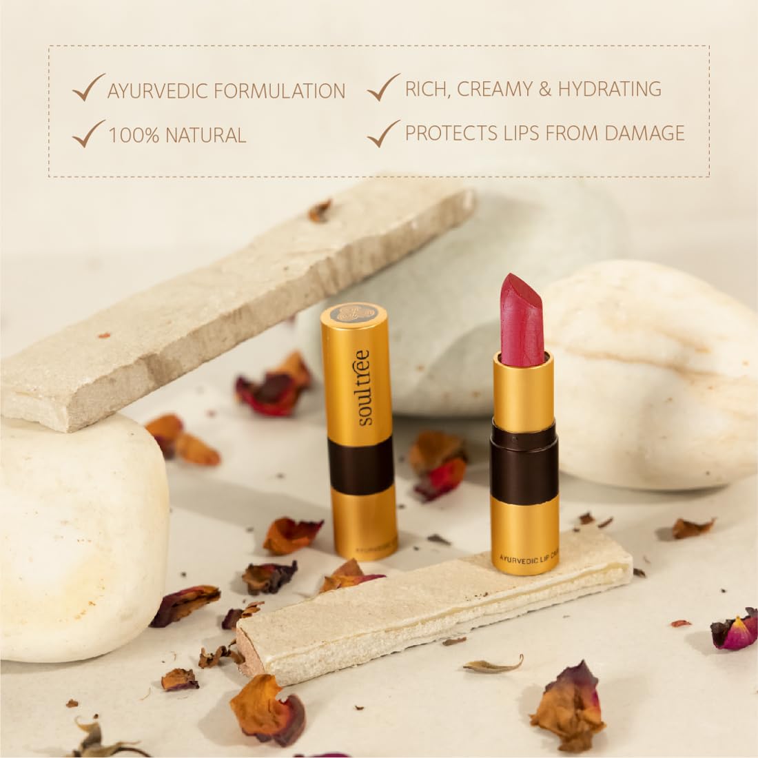 SoulTree Ayurvedic Lipstick - Colour Deep Blush 820, 4gm – view 4
