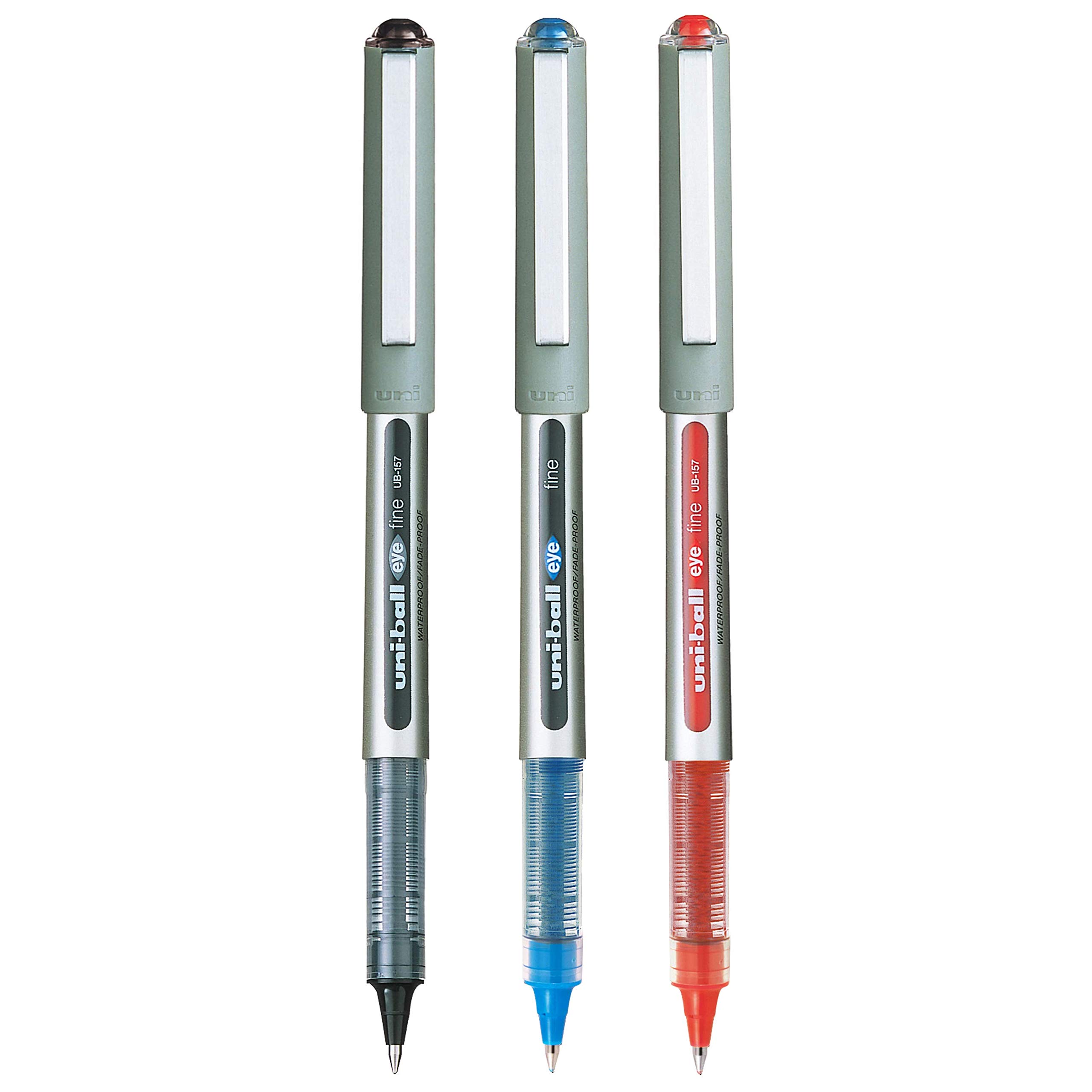 Assorted blue black red uni-ball Eye UB157 roller ball pens