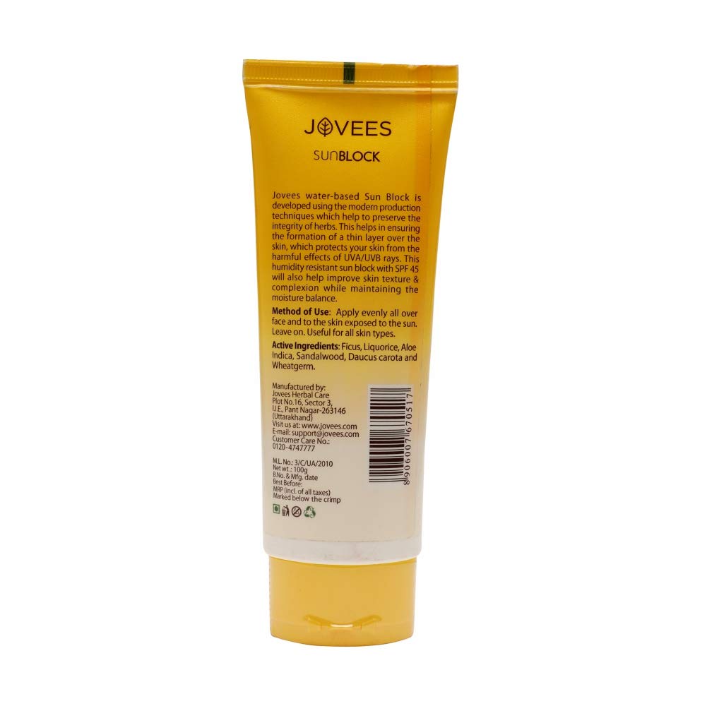 Jovees Herbal Ajneer & Carrot Sun Block Sunscreen SPF 45, 100g – view 2