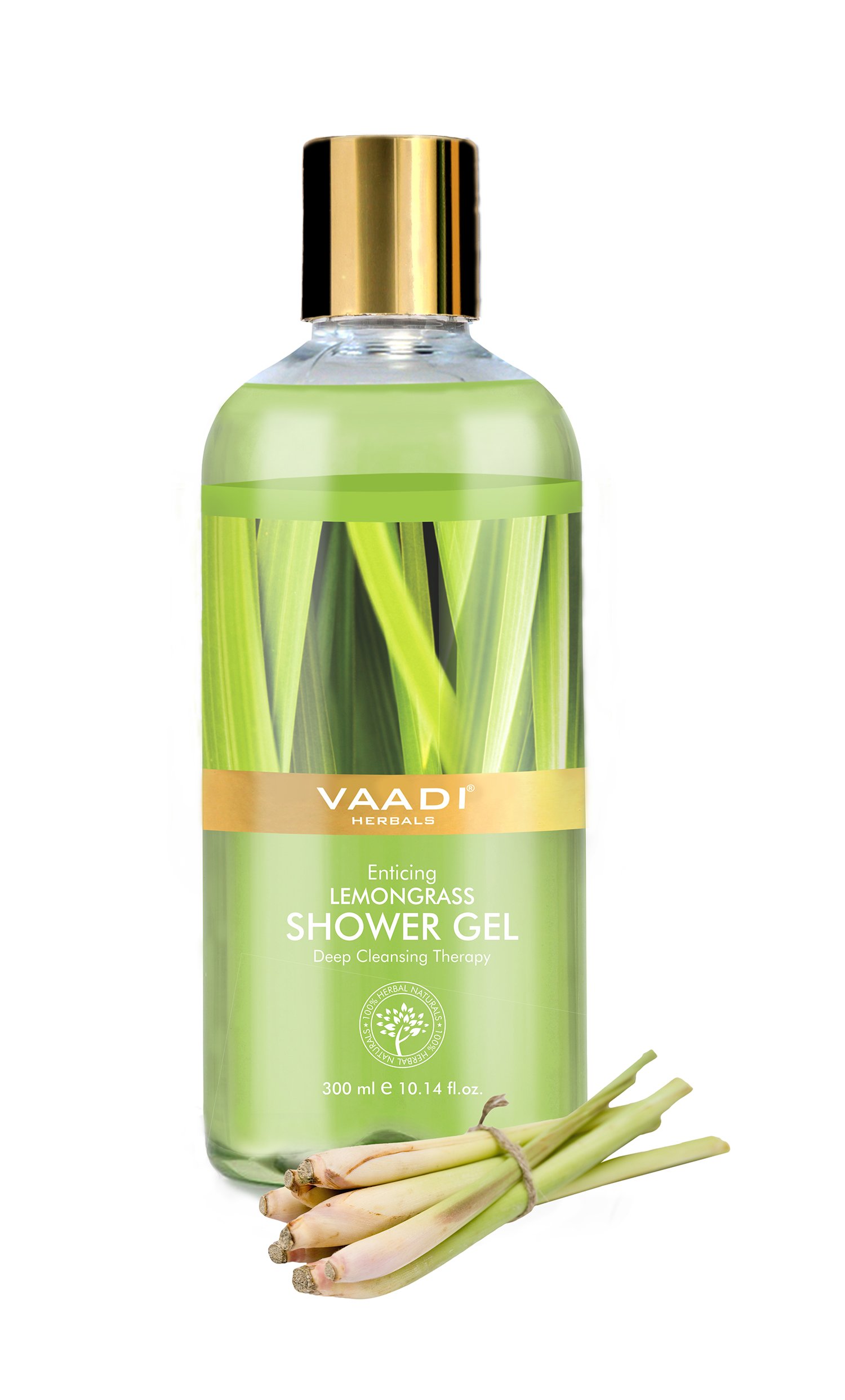 Front view of Vaadi Herbals lemongrass shower gel, 300 ml
