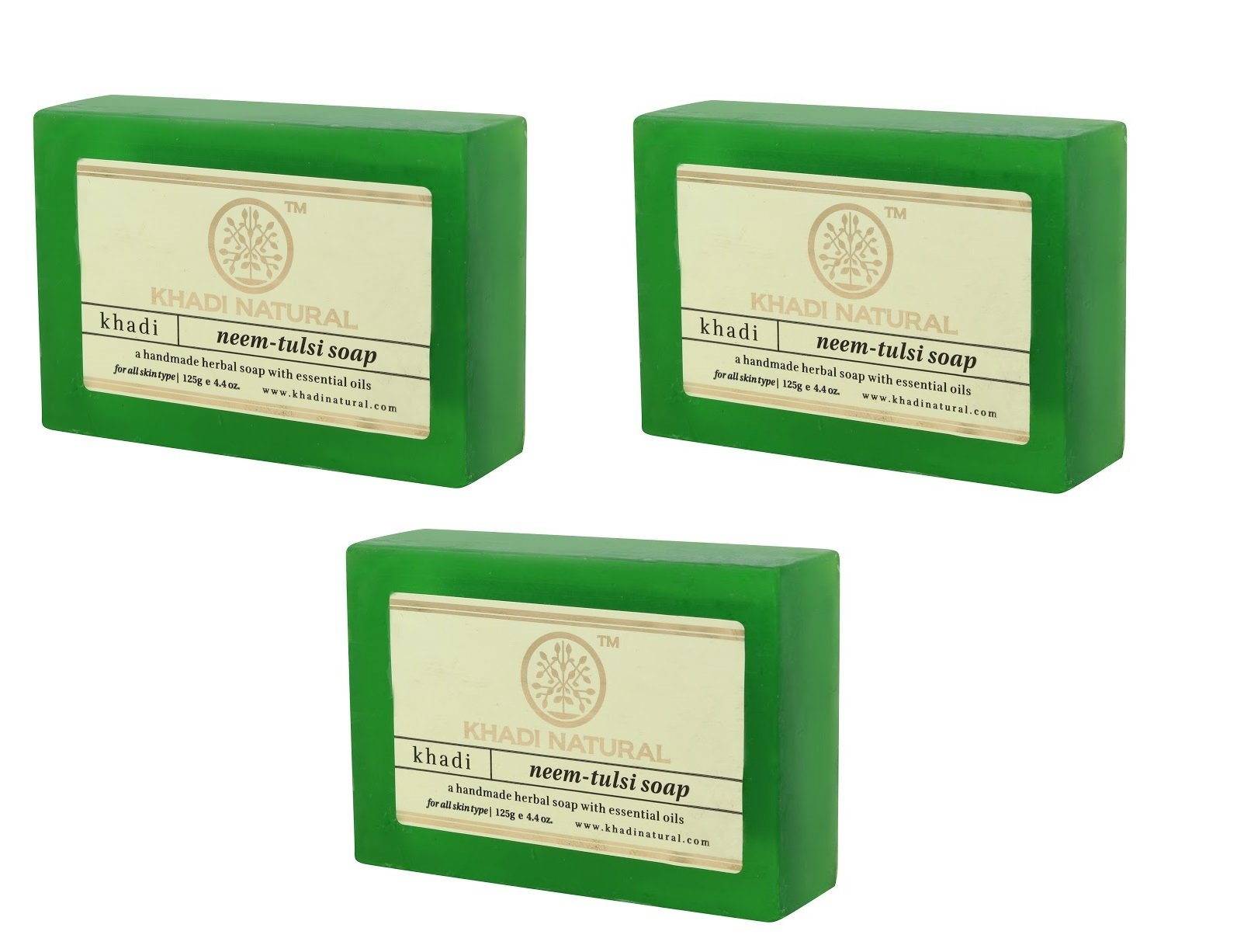 Khadi Natural Neem Tulsi Soap 250g| Handmade Bathing Soap | Herbal Soap for Removing Dirt & Impurities | Suitable for All Skin Types|Pack of 3