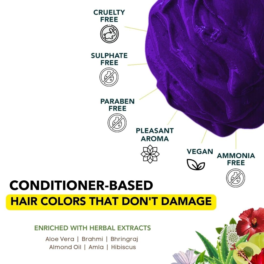 Paradyes Semi-permanent Crinkle Violet DIY Conditioner Based Hair Colour 120 gm and Lighten Up! Bleach Pack 30 Vol. for all Hair Types – view 6