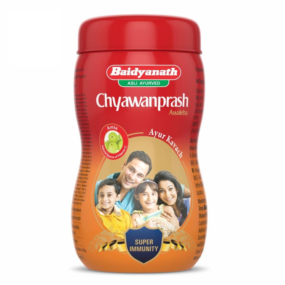 Front view of Baidyanath Chyawanprash 950g Ayurvedic paste bottle