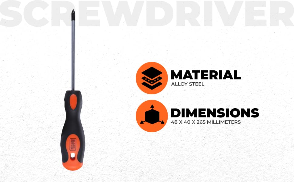 BLACK+DECKER BDHT62296 Steel Screwdriver-PH1x100mm (Orange) – view 2