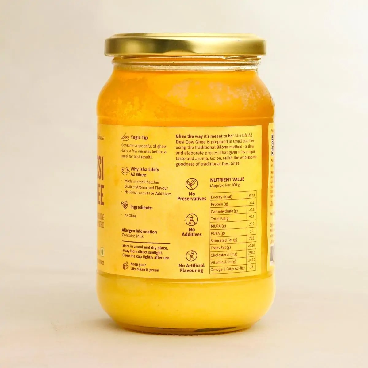 Isha Life Pure A2 Desi Cow Ghee 500ml – view 3