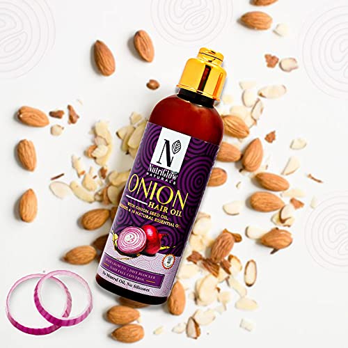 NutriGlow NATURAL'S Onion Hair Oil With Red Onion Seed Oil For Hair Growth, Hair Fall Control, Dandruff Free Hair, Fall Hair Oil, 100ml – view 3