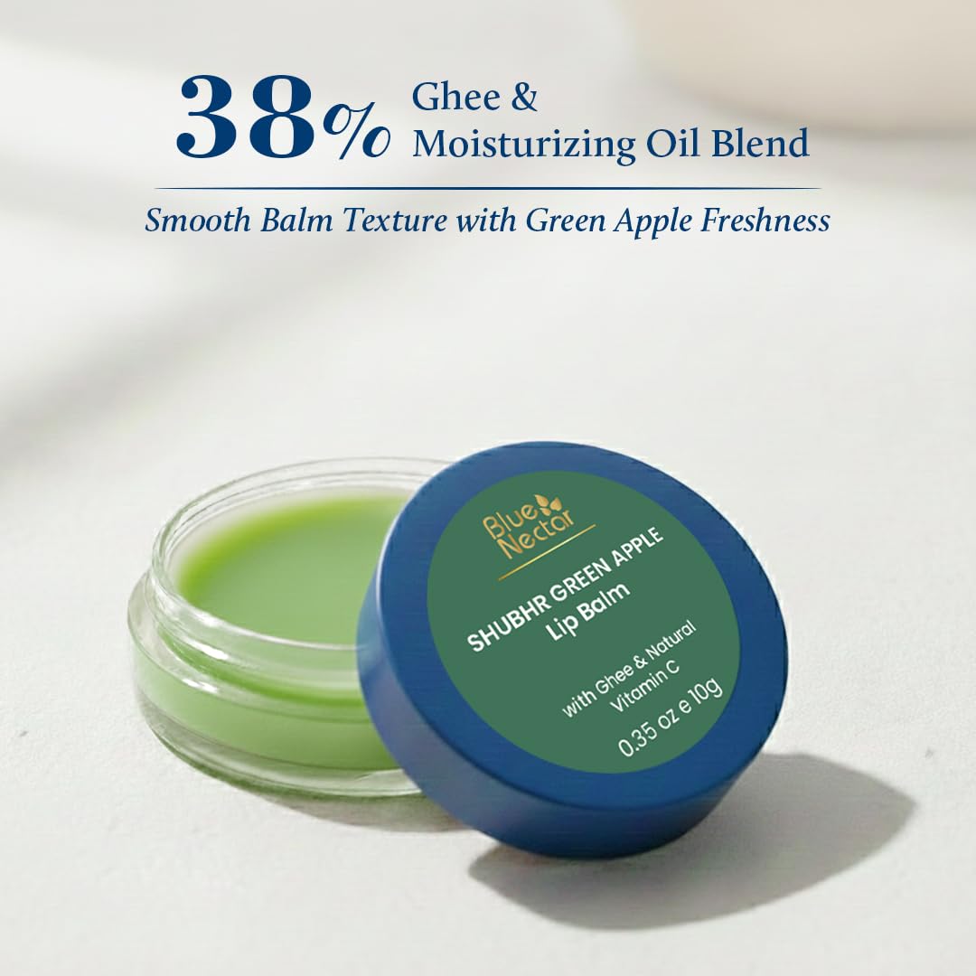 Blue Nectar Shubhr Green Apple Lip Balm & Gloss With Ghee & Natural Vitamin C for Dry Chapped Lips with intense moisturization – view 2