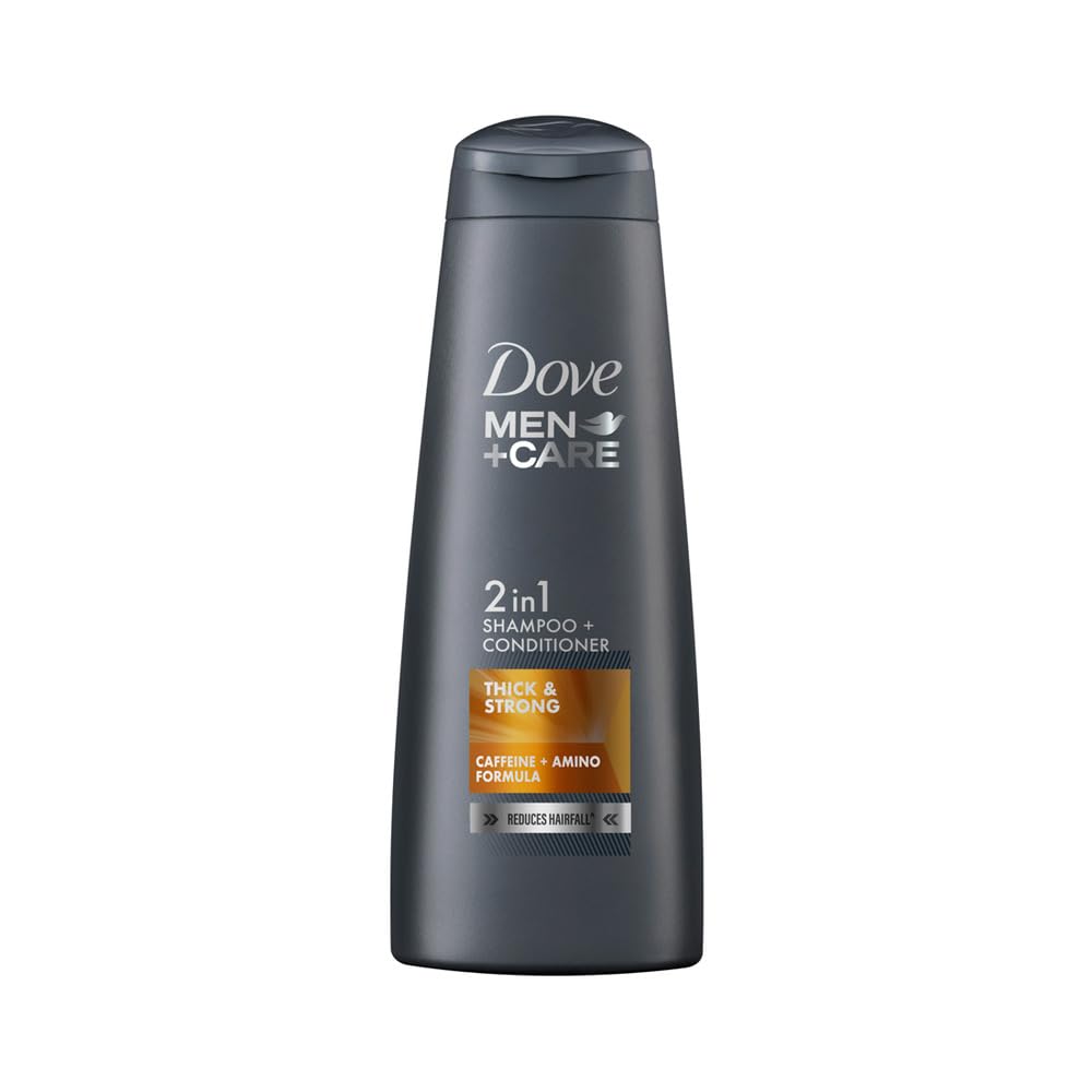 Front view of Dove Men+Care 2 in 1 shampoo bottle