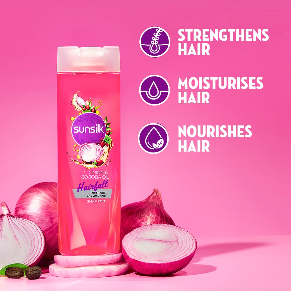Sunsilk Hairfall Shampoo with Onion & Jojoba Oil, that works best to nourish your long hair, and makes it grow stronger from the first wash, 370ml – view 5