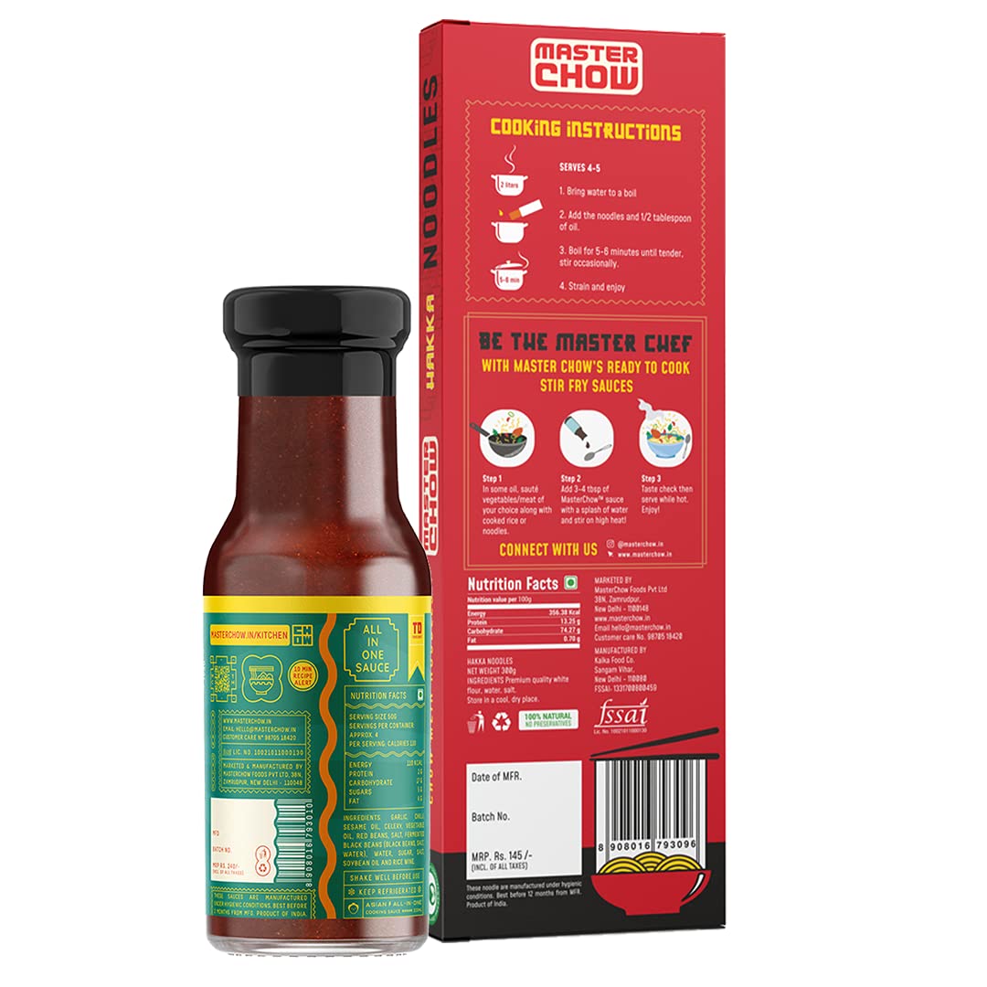 MasterChow Schezwan Noodle Pack - Hakka Noodles (300g) and Kolkata King Schezwan Cooking Sauce (220g) – view 2