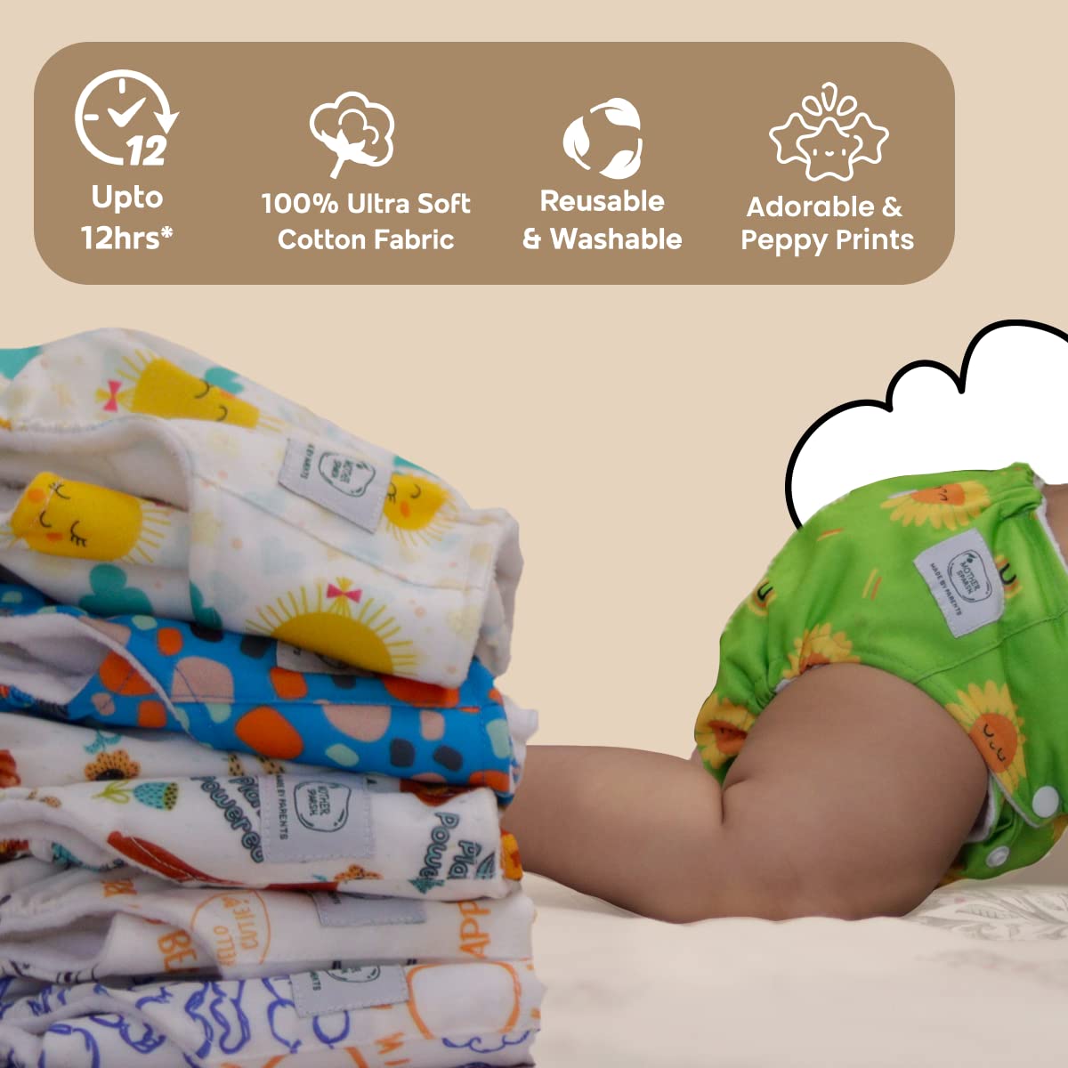 Mother Sparsh Plant Powered Cloth Diaper for Babies-Free Size – view 5