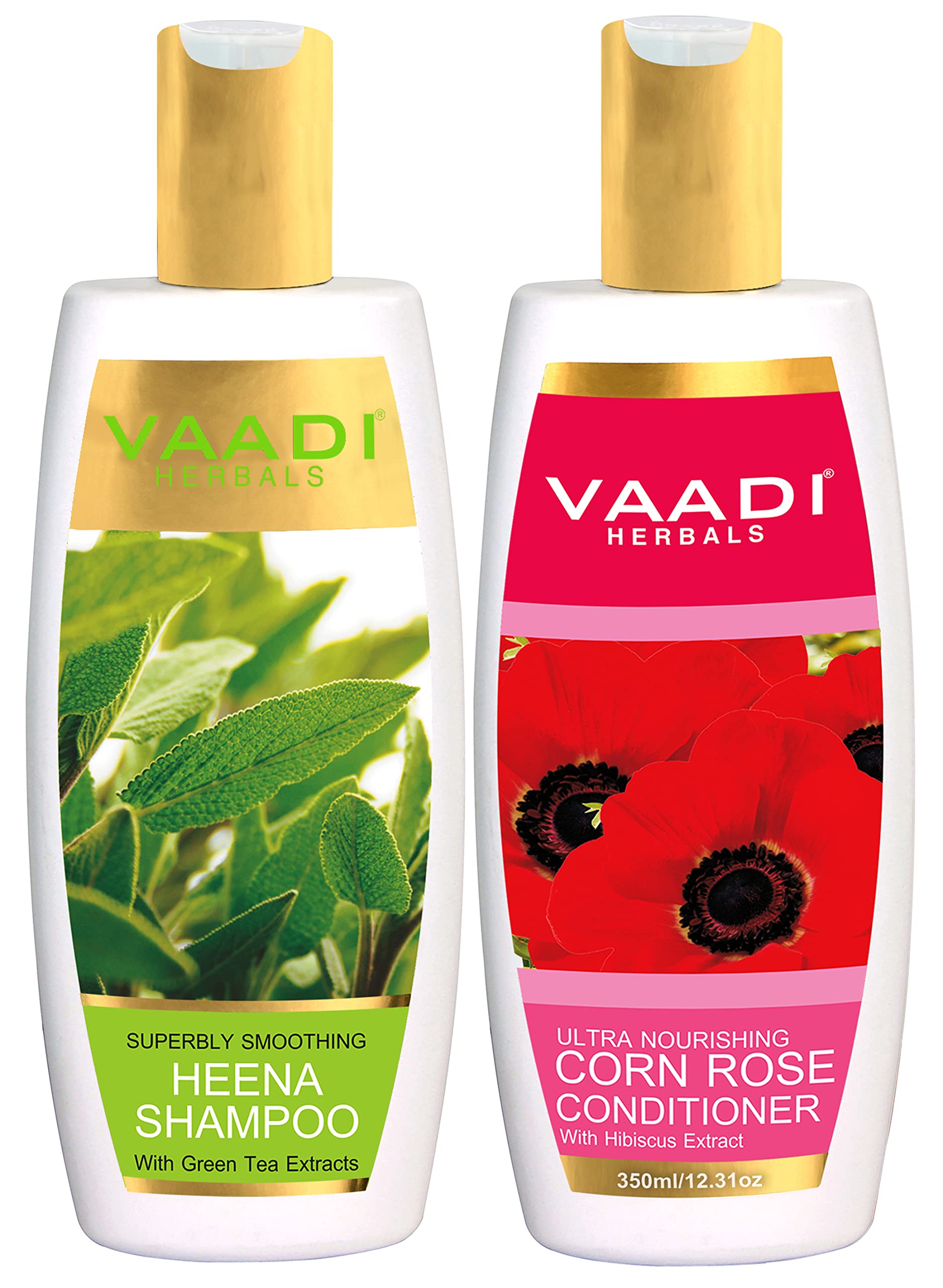 Vaadi Herbals Superbly Smoothing Heena Shampoo, 350ml with Corn Rose Conditioner, 350ml – view 2