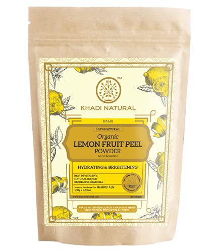 Front view of Khadi Natural lemon fruit peel powder jar