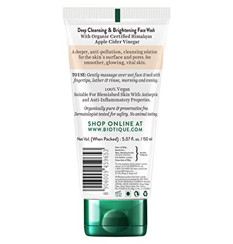 Biotique Apple Cider Vinegar Deep Cleansing Face Wash for All Skin Types, 150ml – view 3