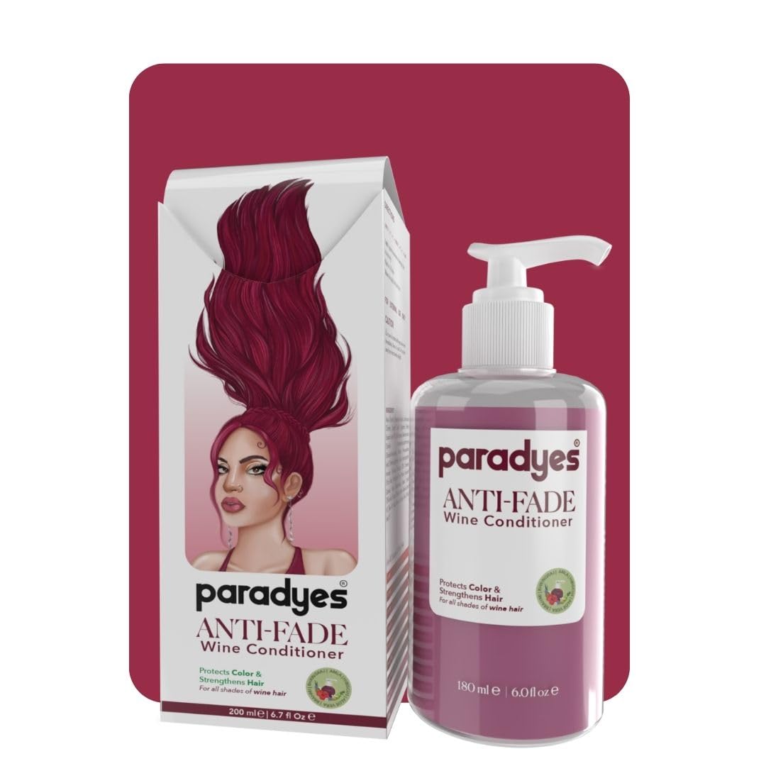 Paradyes wine conditioner bottle front view for color-treated red hair