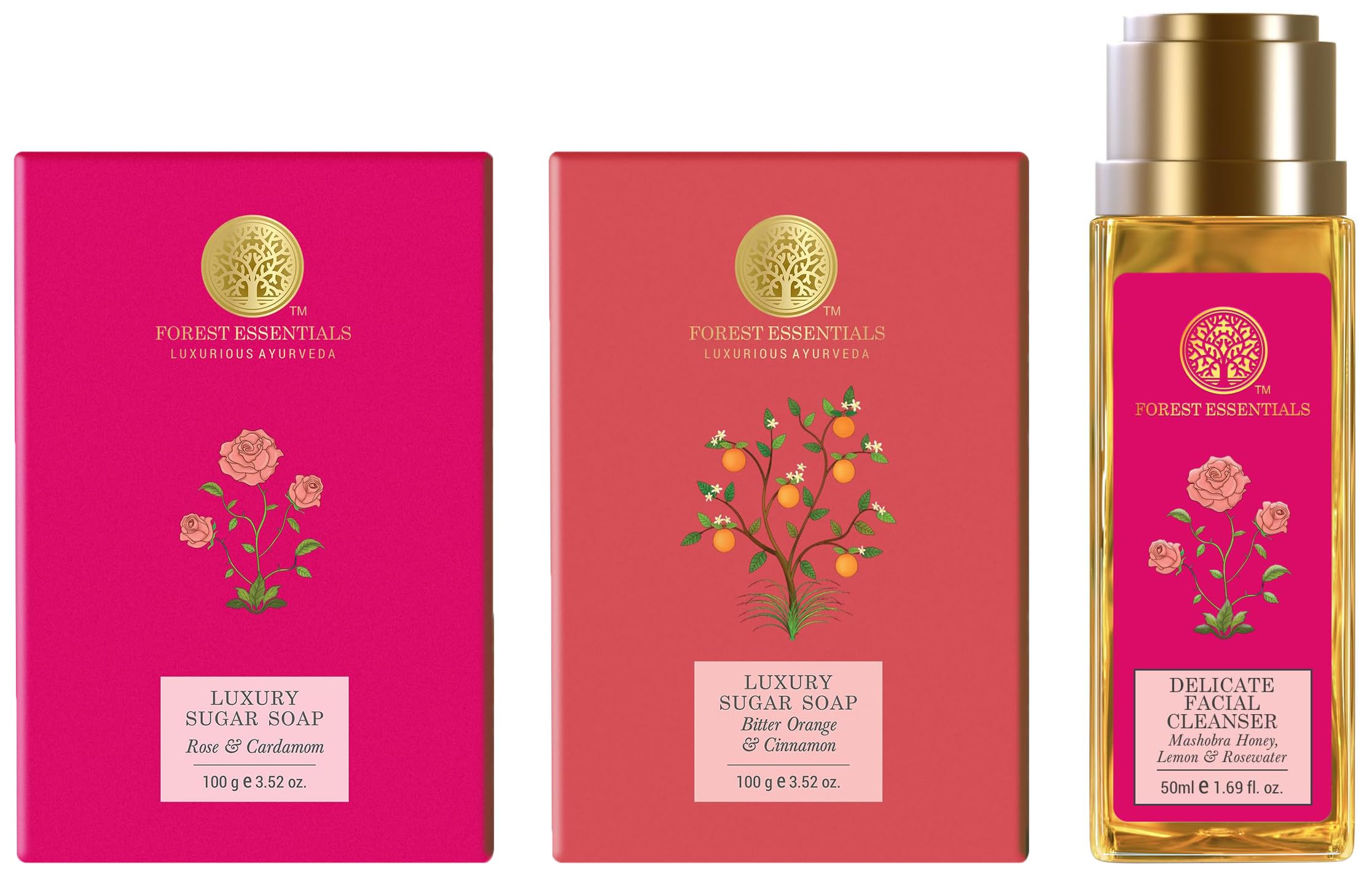 Forest Essentials sugar soaps and facial cleanser boxed assortment