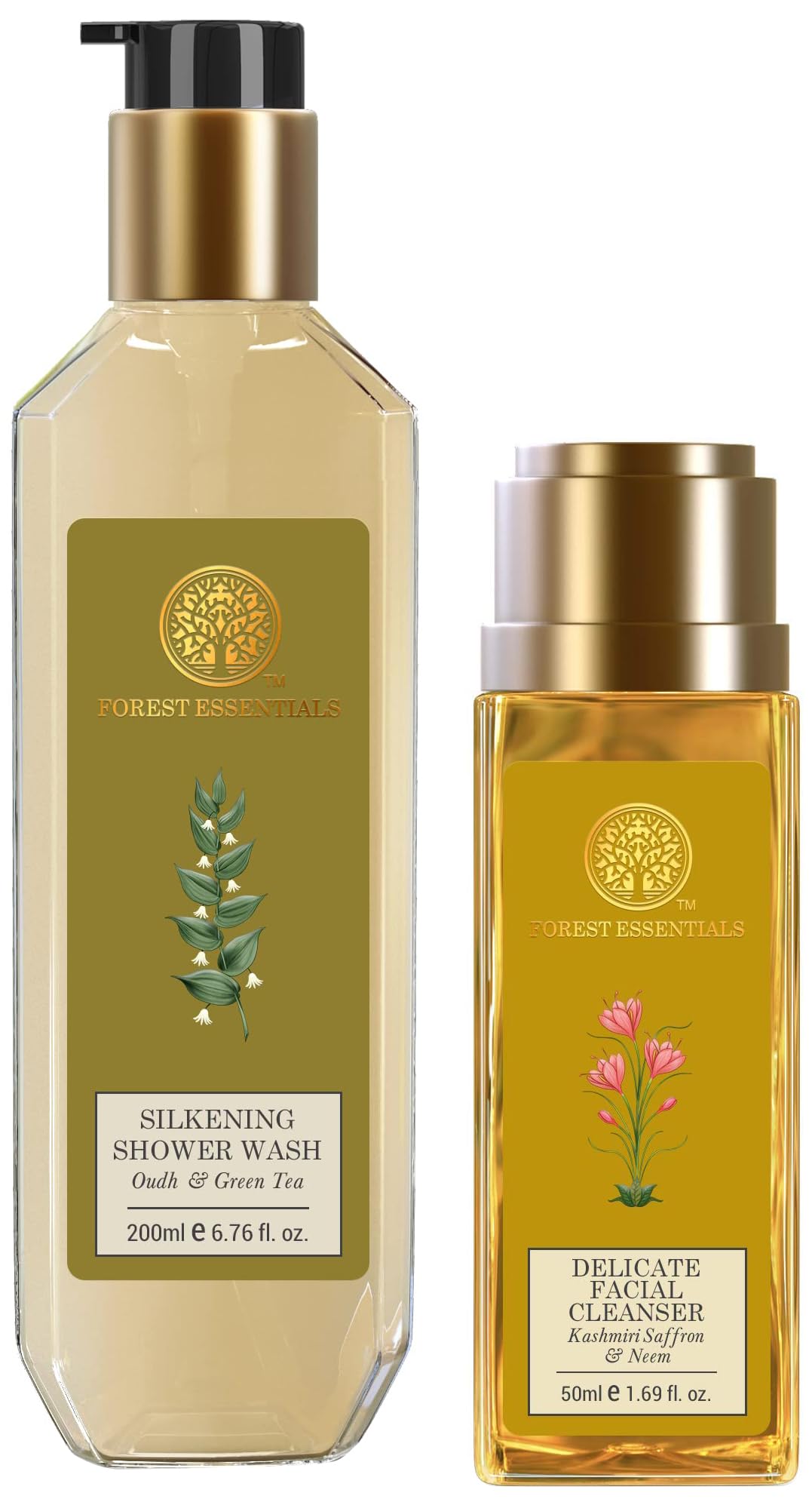Forest Essentials Oudh shower wash and saffron facial cleanser combo